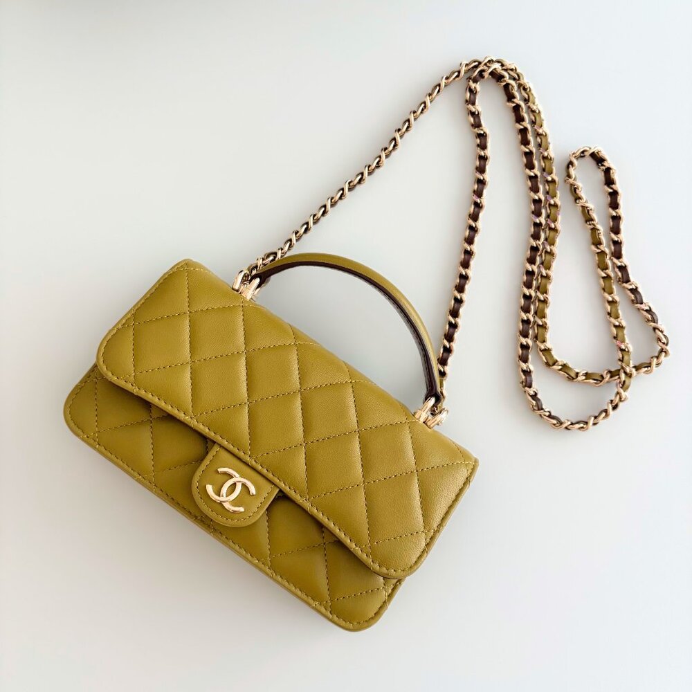 🩷SOLD!🩷 Chanel Lambskin WOC/Phone Holder - Yellow w/ Light Gold Hardware